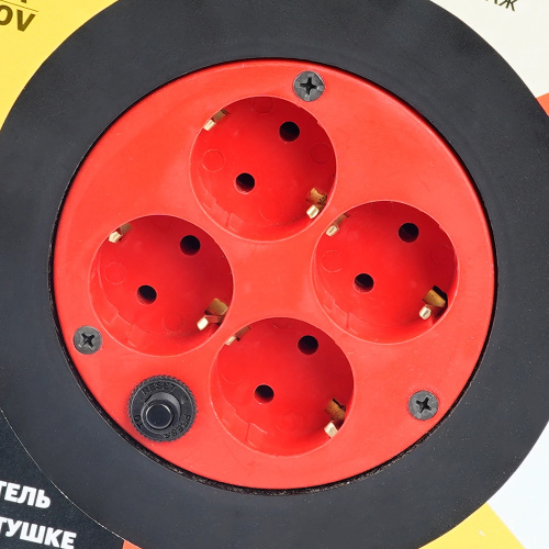 Удлинитель на катушке Stekker STD01-40-30 (ТЕН303-196)  Standart 4-х местный с/з ПВС 3*1, оранжевый, 16А, IP40, 30м фото 5