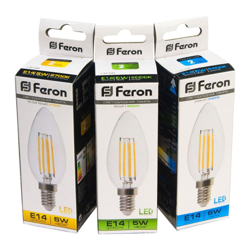 Лампа светодиодная Feron LB-58 Свеча E14 5W 230V 2700K фото 2