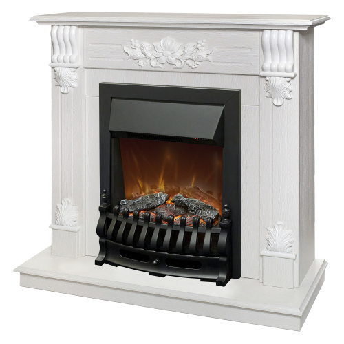 Каминокомплект OTTAWA/ПРАГА Белый фактурный с золотой патиной с очагом Электроочаг FOBOS ЛАЙТ/ФОБОС ЛАЙТ фото 2