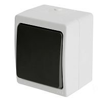 Выключатель 1-клавишный STEKKER, PSW10-111-54, открытой установки, 250В, 10А, IP54, серый/графит