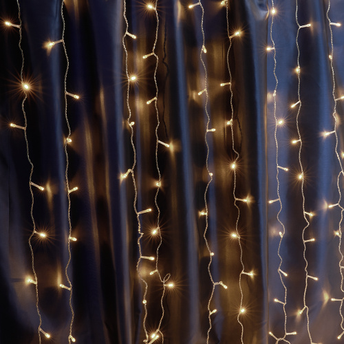 Светодиодная гирлянда Feron CL19 занавес 2*1,5м  + 3м 2700К , c питанием от сети 230V, с эффектом стробов, белый шнур