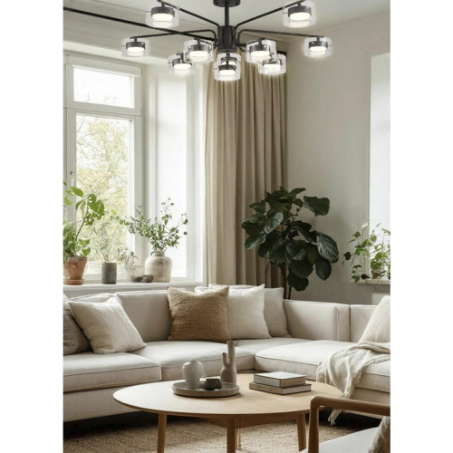 8349/10C COMFI LN26 232 черный/прозрачный, металл/стекло Светильник потолочный LED GX53 10*7W 220V NATALINA фото 2 8349/10C COMFI LN26 232 черный/прозрачный, металл/стекло Светильник потолочный LED GX53 10*7W 220V NATALINA фото 2