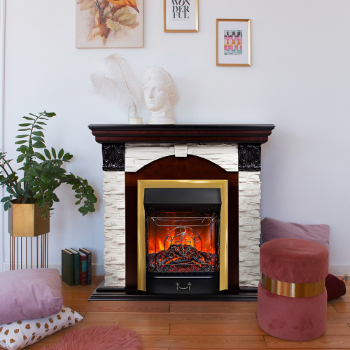 Электрокамин RealFlame Dublin Lux AO античный дуб с очагом Majestic Lux Brass фото 7