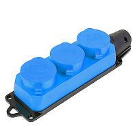 Розетка переносная 3-местная c/з STEKKER, RST16-23-44-4, 250В, 16А, IP44, синий