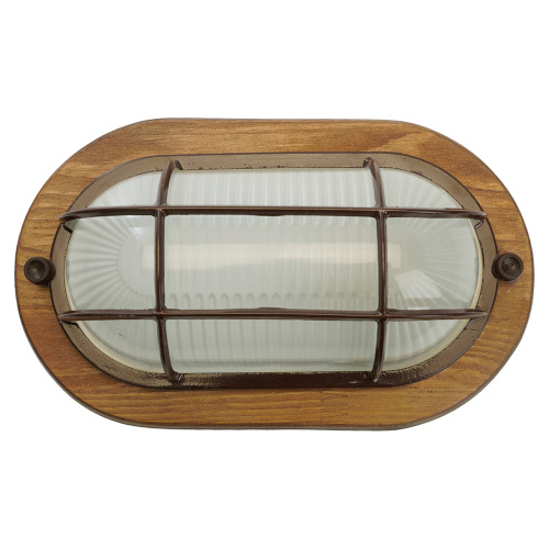 Светильник накладной IP54, 220V 60Вт Е27, дерево, орех, овал, с решеткой, НБО 04-60-022 фото 7