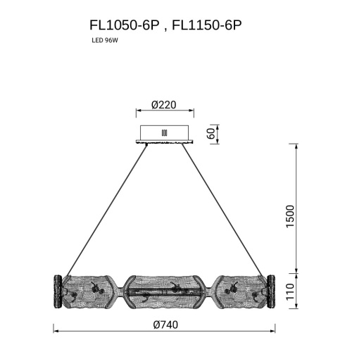 Люстра подвесная Epico Silver FL1150-6P фото 7 Люстра подвесная Epico Silver FL1150-6P фото 7