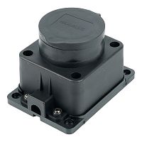 Розетка настенная 1-местная с/з STEKKER, RST16-31-44, каучук, 250В, 16А, IP44, черный