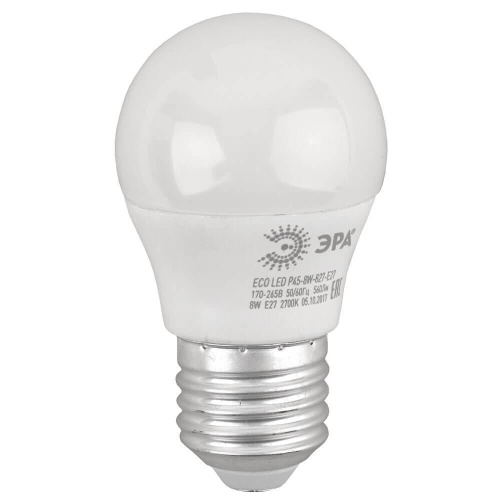 Лампа светодиодная ЭРА E27 8W 2700K матовая ECO LED P45-8W-827-E27 Б0030024 Лампа светодиодная ЭРА E27 8W 2700K матовая ECO LED P45-8W-827-E27 Б0030024