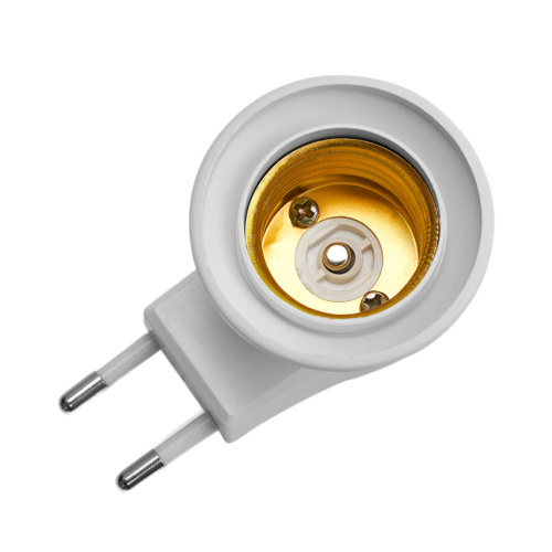 LH61 Патрон-переходник с E27 на розетку (для лампы E27), с выключ., 250V, пластик, белый, 39*64мм фото 4