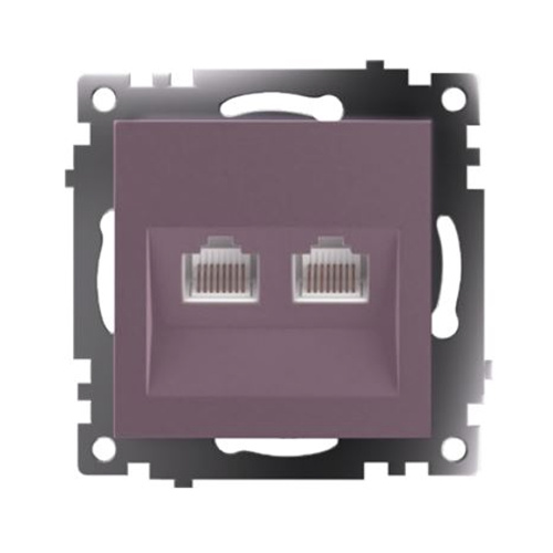 Розетка компьютерная 2-местная RJ-45 (механизм) STEKKER GLS00-7109-04, серия Катрин, шоколад