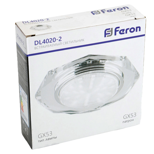 Светильник встраиваемый Feron DL4020-2 потолочный GX53 прозрачный фото 3