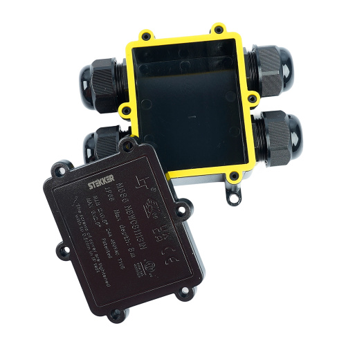 Распределительная коробка STEKKER LD552, количество вводов: 4, поликарбонат, нейлон, цвет черный, размер 114,4*106,7*35,3мм. фото 7