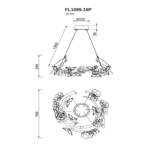 Люстра подвесная Sauvage FL1099-16P фото 4