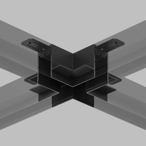 TR2114-BK Коннектор трека SMART для ГКЛ , \"X\" образный, механический , черный фото 4
