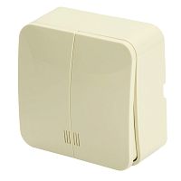 Выключатель открытой установки 2-клавишный с индикатором, STEKKER, 250В, 10А, IP20, серия София, слоновая кость, MSW10-21-04