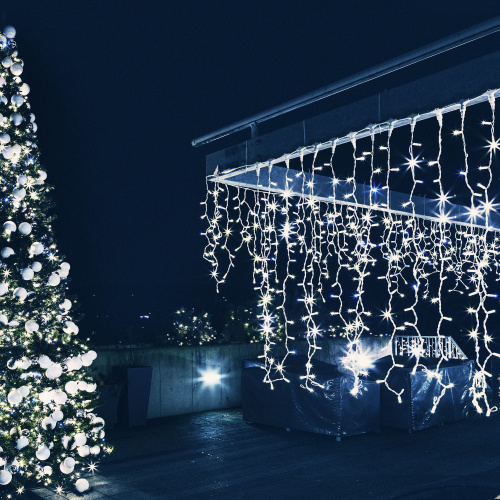 Новогодняя гирлянда бахрома белый с эффектом мерцания 3*0,6м IP65 100-101 белый с эффектом мерцания фото 11