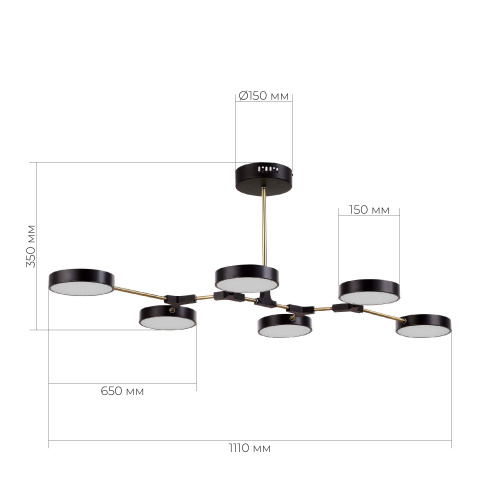 SLE6004-402-06 Светильник потолочный Черный, Латунь/Черный LED 6*10W MONTA фото 2