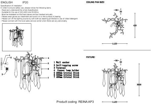 Crystal Lux Бра Crystal Lux REINA AP3 SILVER PATINA фото 2