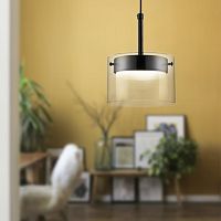 8232/1Y УЦЕНКА(НЕВОЗВРАТНЫЙ ТОВАР) COMFI LN25 000 черный/прозрачный, металл/стекло Подвес LED GX70 1*10W 220V NATALINA