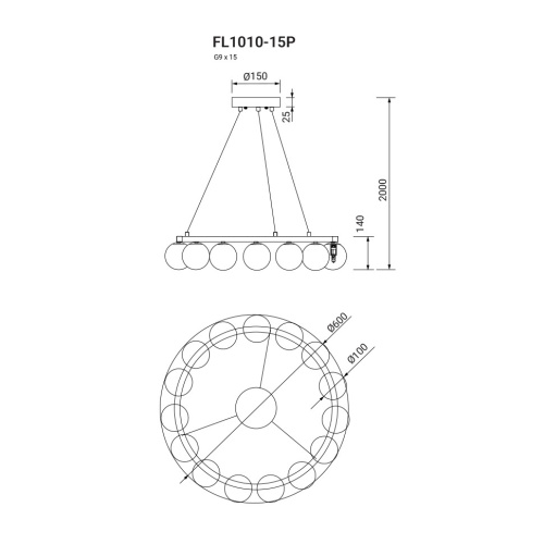 Люстра подвесная Bola de nubes FL1010-15P фото 2 Люстра подвесная Bola de nubes FL1010-15P фото 2