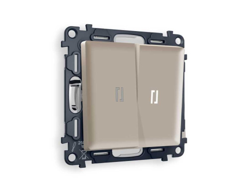 Комплект механизма 2-кл выключателя AMBRELLA VOLT с подсветкой 5600K ALFA Серо-бежевый матовый QUANT (AP3640, VM115, G14W) MA364015