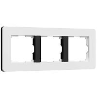 Рамка из поликарбоната на 3 поста Split белый/черный, soft-touch W0033068