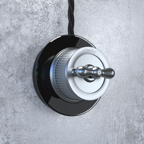 Выключатель на 4 положения двухклавишный матовый хром ретро WL19-01-05 фото 4