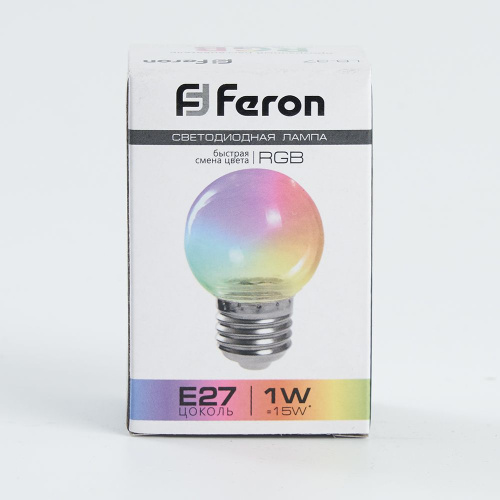 Лампа светодиодная Feron LB-37 Шарик прозрачный E27 1W RGB быстрая смена цвета фото 5 Лампа светодиодная Feron LB-37 Шарик прозрачный E27 1W RGB быстрая смена цвета фото 5