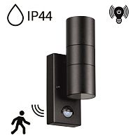 4389/2W HIGHTECH ODL23 000 черный/металл/пвх стойкий к УФ излучению Настенный светильник с датчиком движения IP44 LED GU10 14W MOTTO