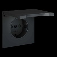 Накладка для розетки с заземлением защитными шторками и крышкой S70 (графит) Voltum VLS000807