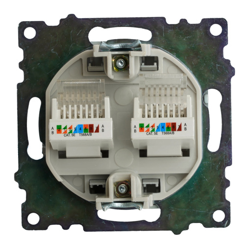 Розетка компьютерная 2-местная RJ-45 (механизм) STEKKER GLS00-7109-03 , серия Катрин, серебро фото 5