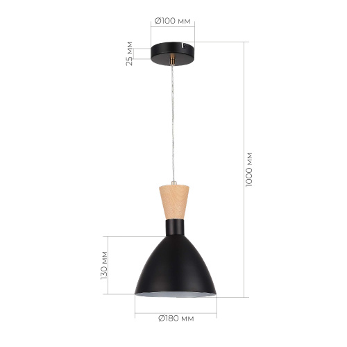 SLE1256-403-01 Светильник подвесной Черный/Черный, Светлое дерево, Золотистый E14 1*40W VISTA фото 2