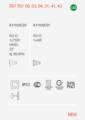 Встраиваемый светильник D57F0100 фото 2