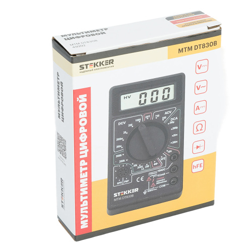 MTM DT830B Мультиметр цифровой, портативный,1999 отсчетов, батарея крона, ручная регулировка, черный, TM STEKKER фото 3
