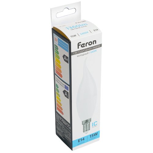 Лампа светодиодная SAFFIT SBC3720 Свеча на ветру E14 20W 230V 6400K фото 3