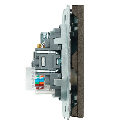 Розетка TV + компьютерная RJ-45 (механизм), STEKKER, серия Эмили, RST00-5106-09, антрацит, soft touch фото 4