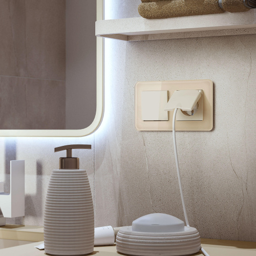 Рамка из стекла на 2 поста Elite айвори W0022443 фото 4 Рамка из стекла на 2 поста Elite айвори W0022443 фото 4