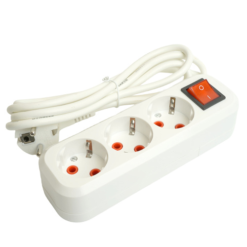 Удлинитель трехместный с/з  с выключ. STEKKER HM07-31-02 3x1мм2, 2м, серия Home (У16А-002), белый фото 8