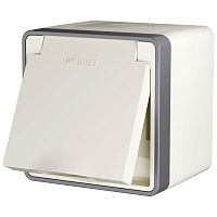 Розетка влагозащ. с зазем. с защит. крышкой и шторками Gallant слоновая кость W5071203