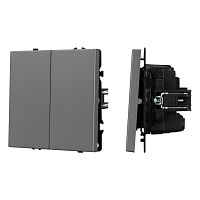 Механизм выключателя двухклавишный перекрёстный SWT-NOBE-MKX2-SFPL-GR (230V, 10A) Arlight 061793