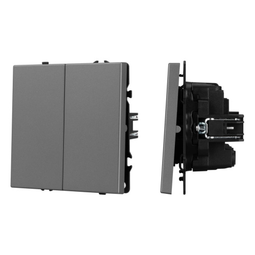 Механизм выключателя двухклавишный перекрёстный SWT-NOBE-MKX2-SFPL-GR (230V, 10A) Arlight 061793 Механизм выключателя двухклавишный перекрёстный SWT-NOBE-MKX2-SFPL-GR (230V, 10A) Arlight 061793