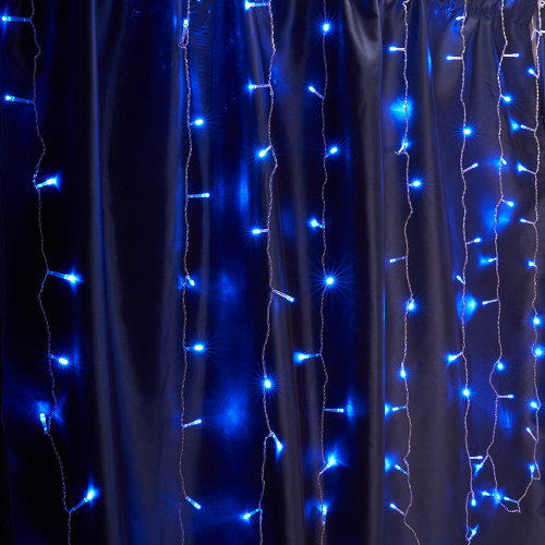 Светодиодная гирлянда Feron CL20 занавес 2*2м  + 3м синий статичная, c питанием от сети 230V, белый шнур