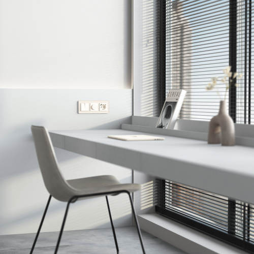 Розетка с заземлением, шторками и USB тип A+C (айвори матовый) W1171762 фото 3