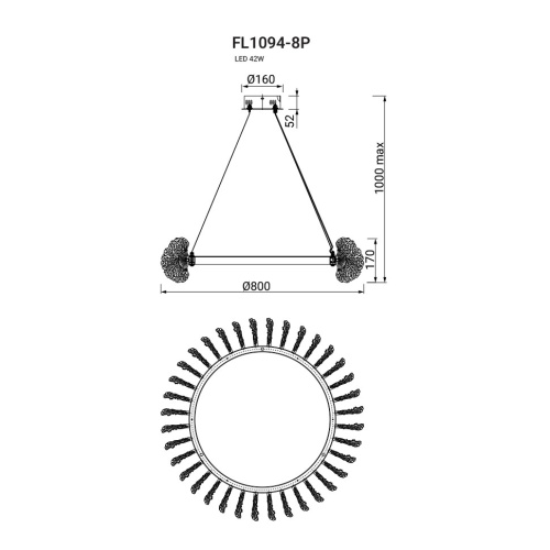 Люстра подвесная Marine FL1094-8P фото 3