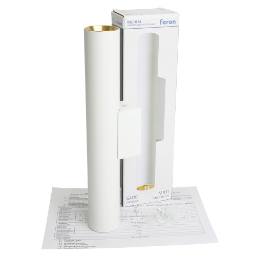 Светильник Feron ML1014 настенный под лампу 2*GU10, белый + золото фото 4