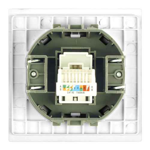 Розетка компьютерная 1-местная RJ-45 (механизм), STEKKER, серия Мия, RST00-3117-01, белая магнолия фото 2