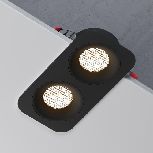 Светильник встраиваемый светодиодный с антибликовой решеткой Tetro 20W 3000K черный IP44 15277/LED фото 3