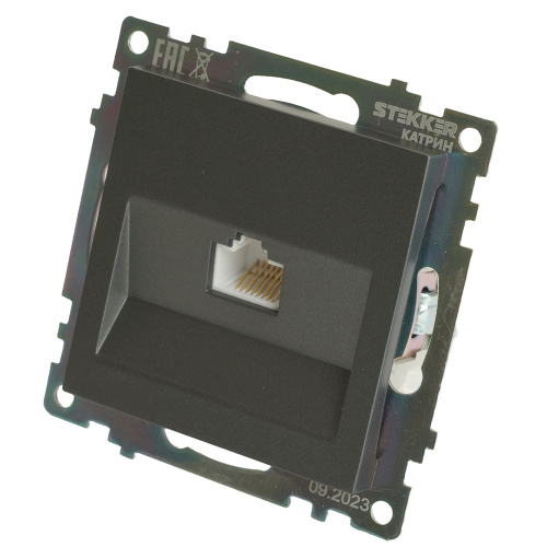 Розетка компьютерная 1-местная RJ-45 (механизм), серия Катрин, графит, GLS00-7107-06 фото 5