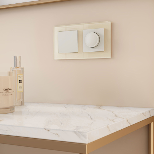 Рамка из стекла на 2 поста Favorit молочный W0021141 фото 5