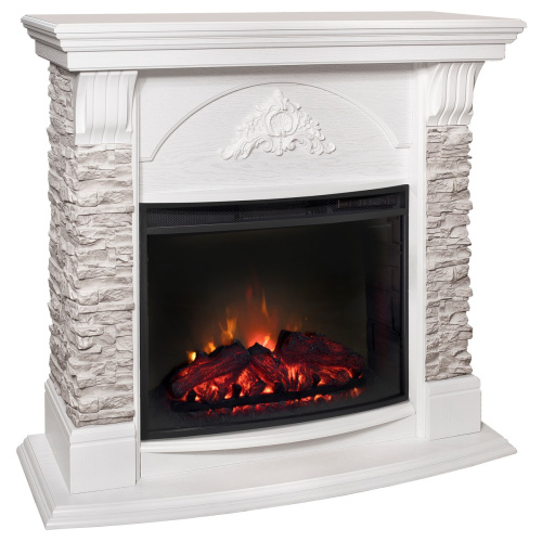 Каминокомплект ATHENA/АТЛАНТА GR Белый с очагом Электроочаг EVRIKA 25.5 фото 2